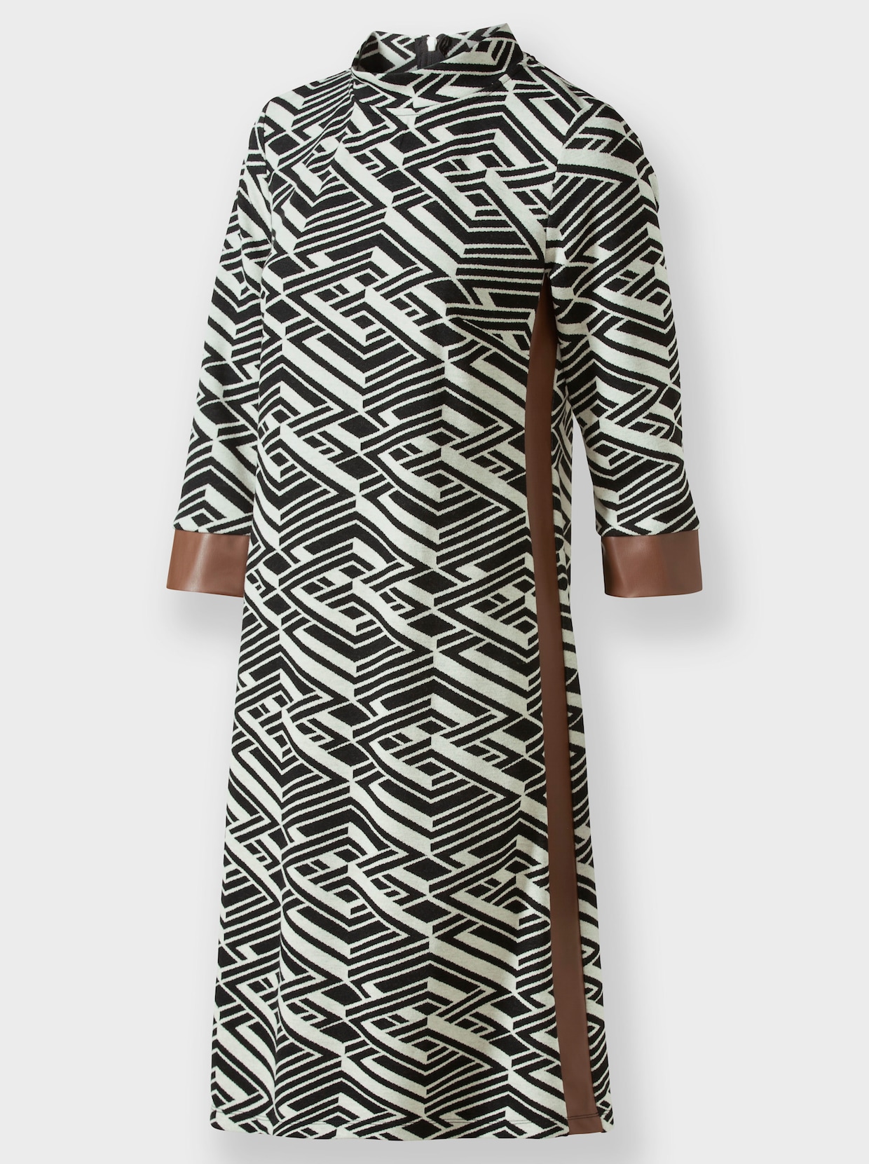heine Jersey jurk - zwart/champagne gedessineerd
