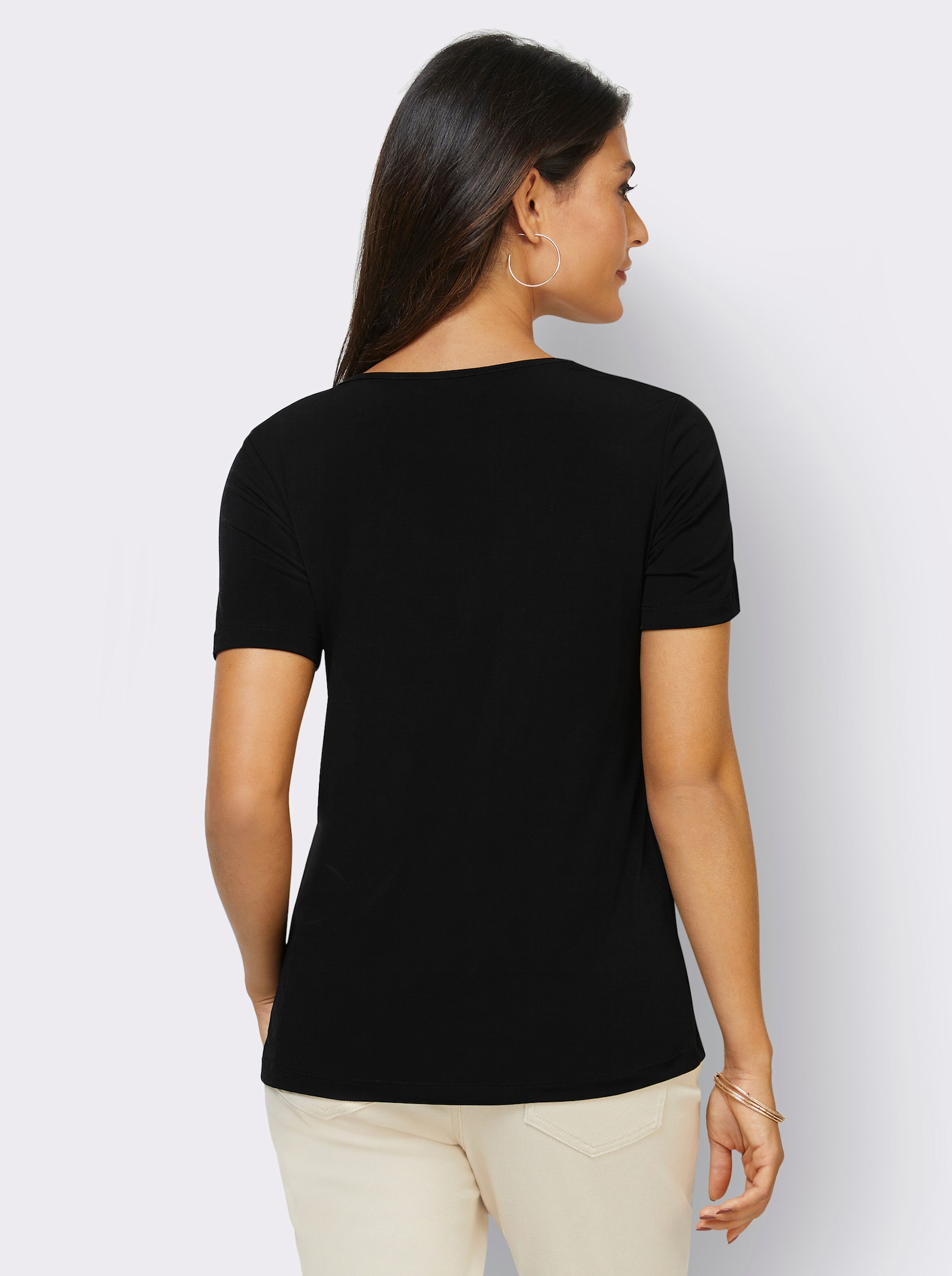 Kurzarmshirt mit Cut-Outs - schwarz