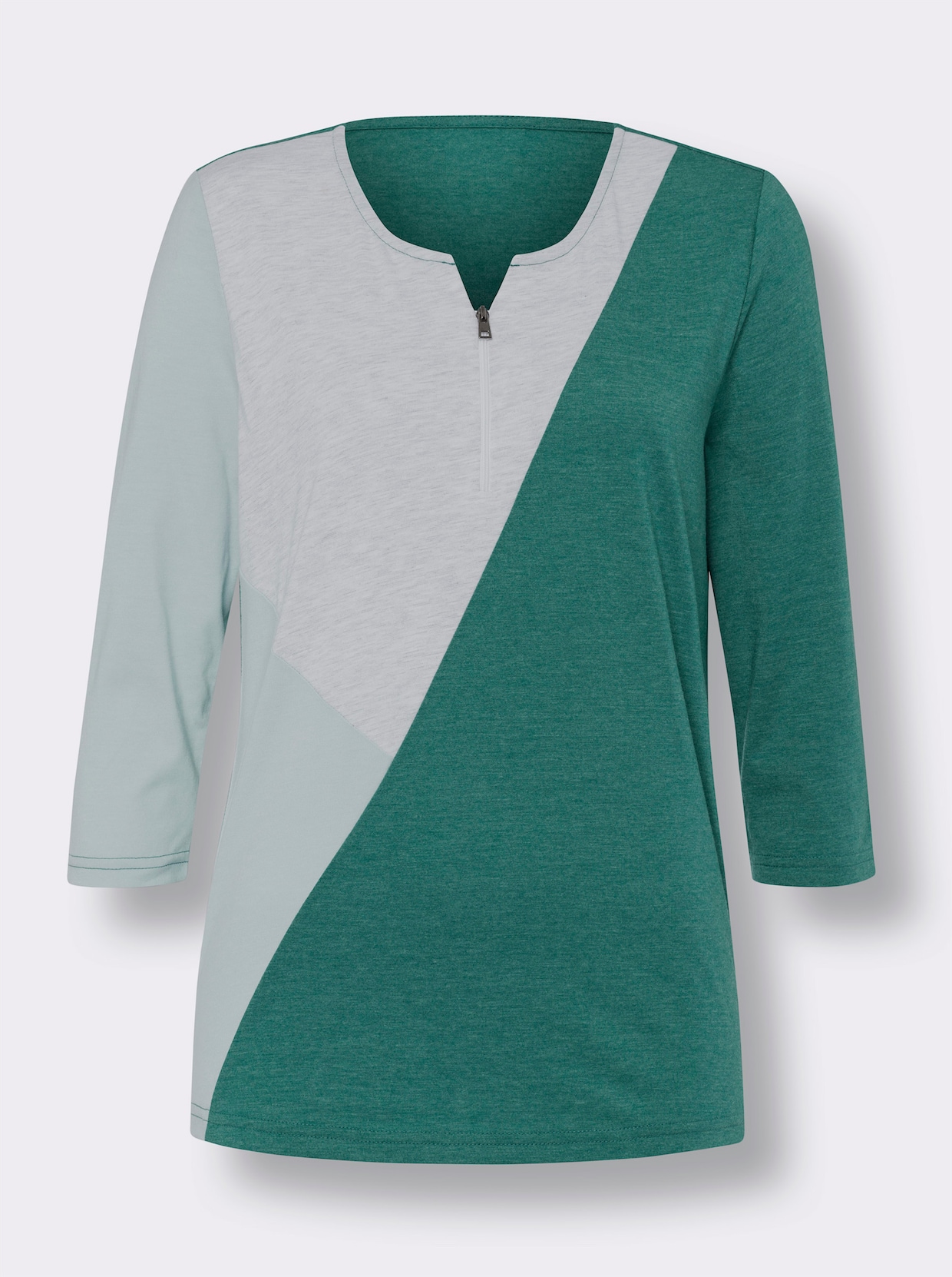 Tričko s 3/4 rukávmi - Vápen. mätová-smarag.