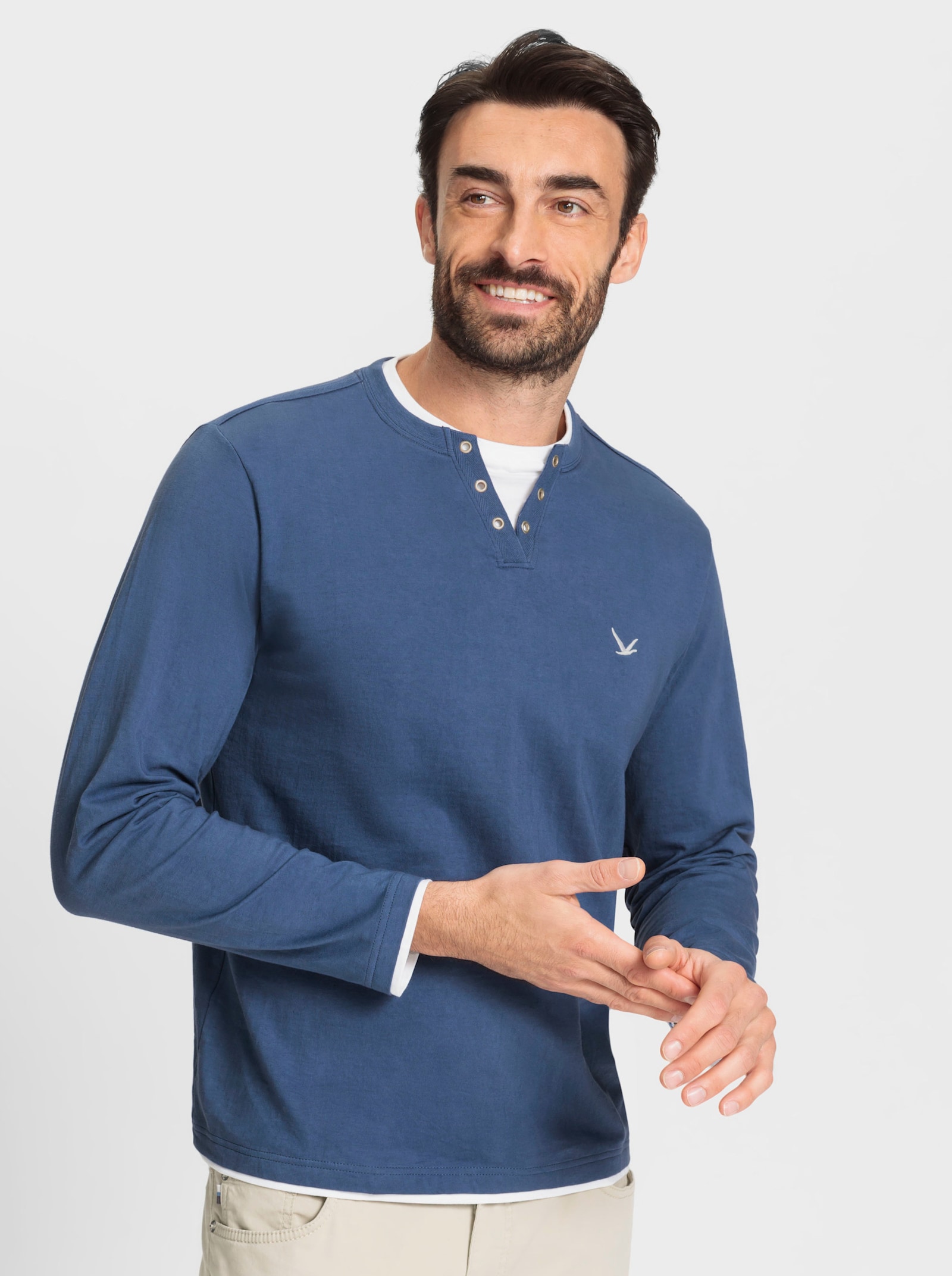 Catamaran Langarmshirt im Doppelpack - jeansblau + aquapetrol