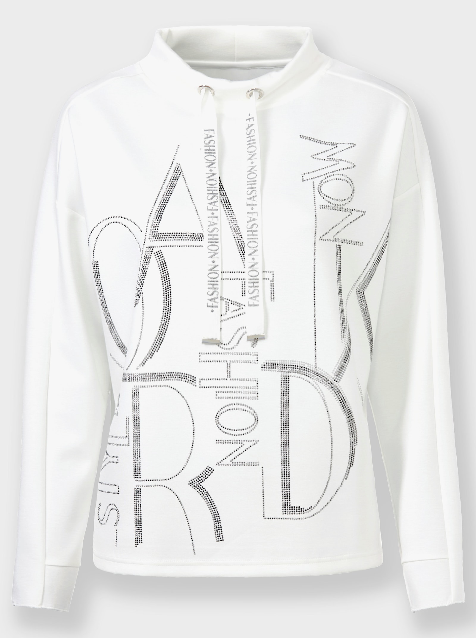 heine Stehkragenshirt mit Glitzer-Schriftzug - ecru