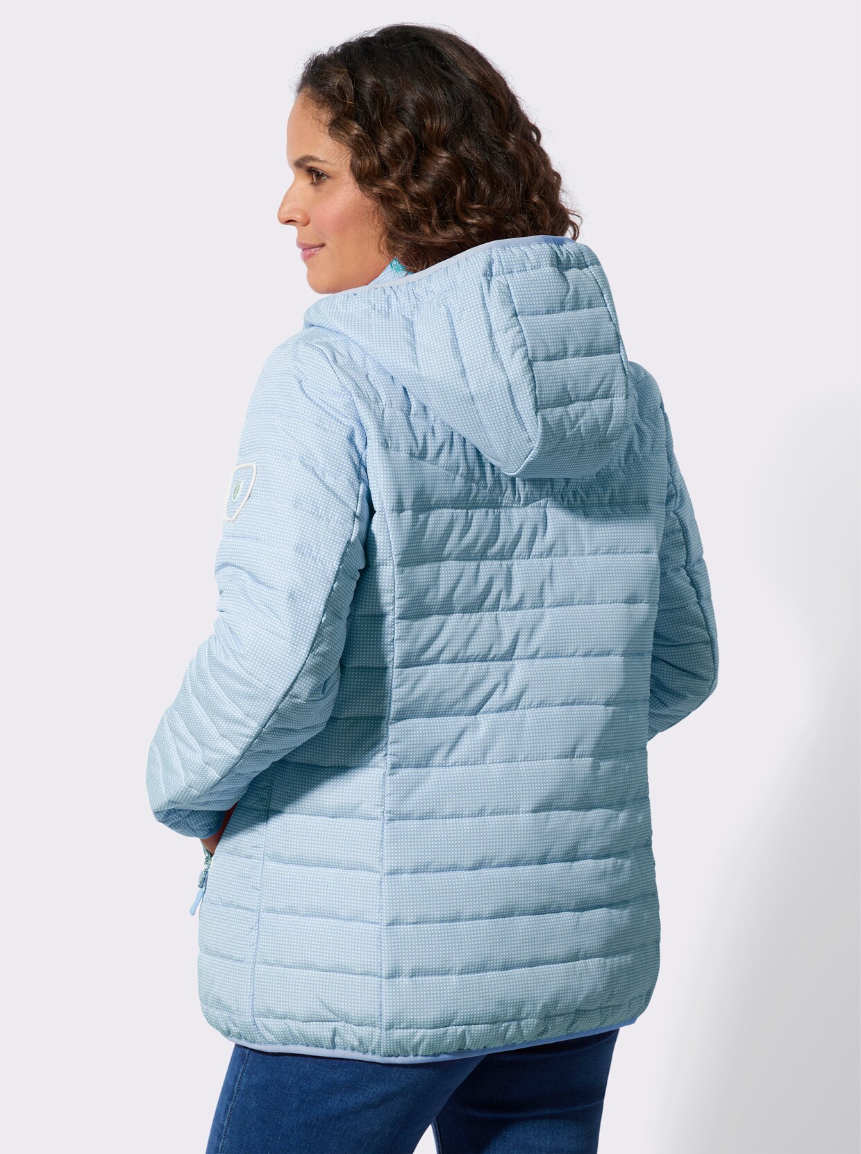 Steppjacke - eisblau-weiß-bedruckt