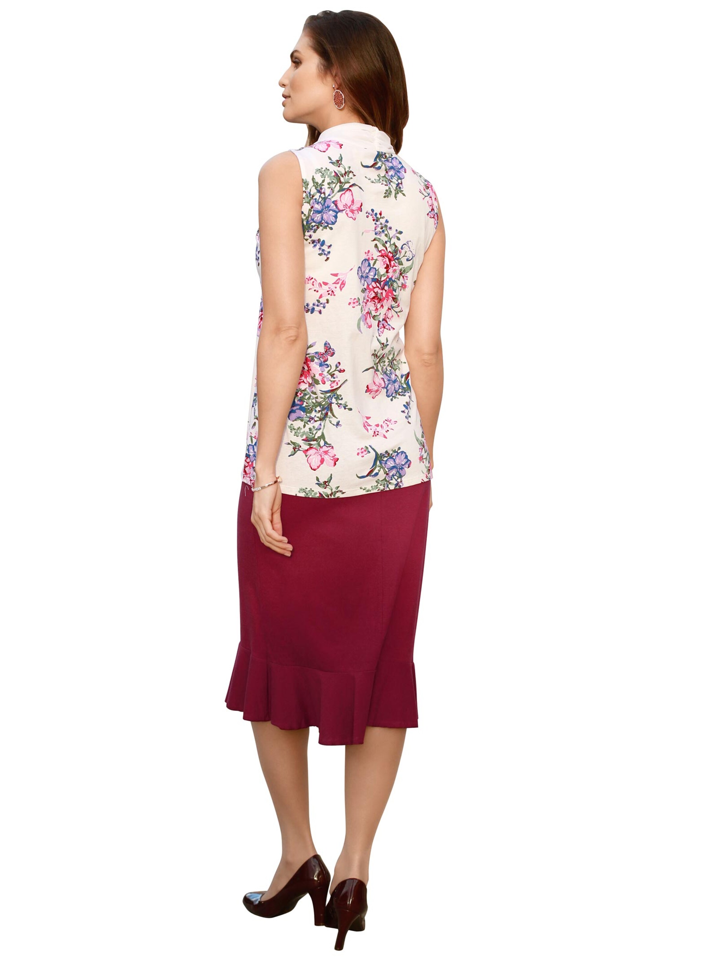 Shirttop - weiß-gemustert