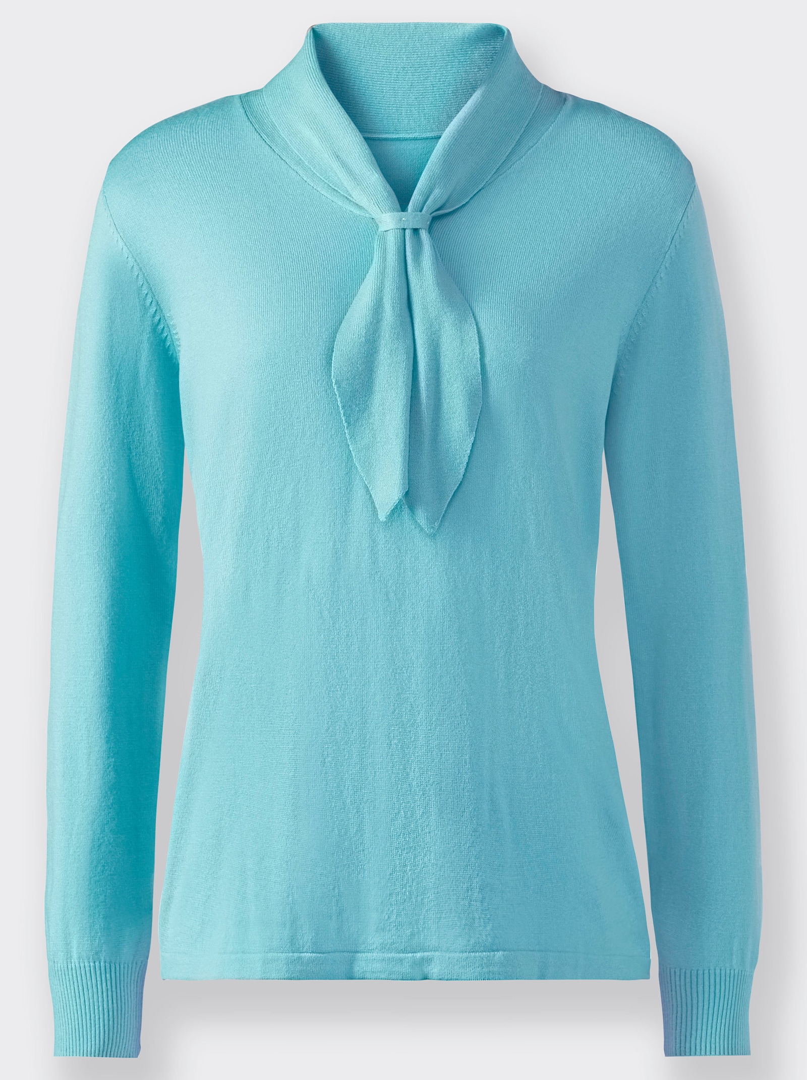 Langarm-Pullover mit Schluppe - aquamarin