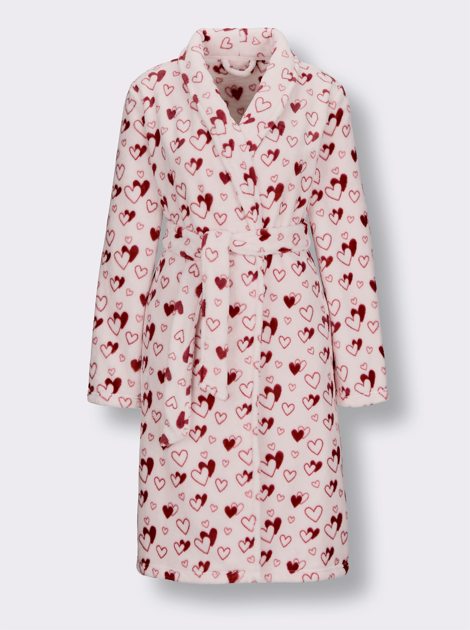 feel good Bademantel mit Herz-Druck - hellrosé-kirsche