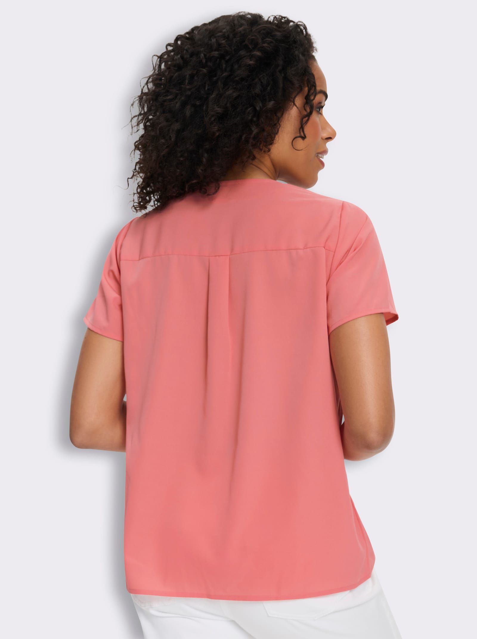 Comfortblouse met stolpplooi voor - flamingo