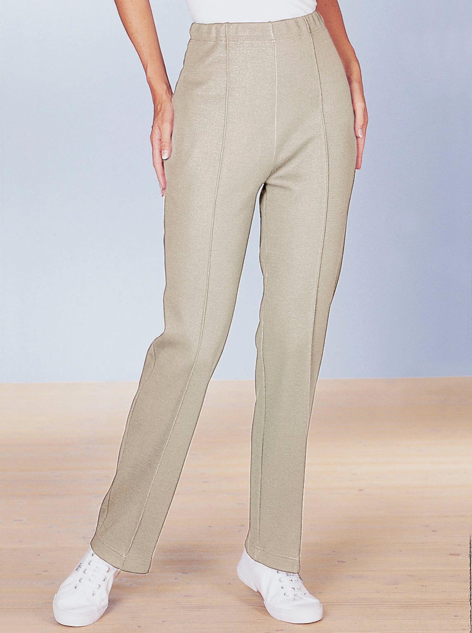 Vrijetijdsbroek met comfortband - zand