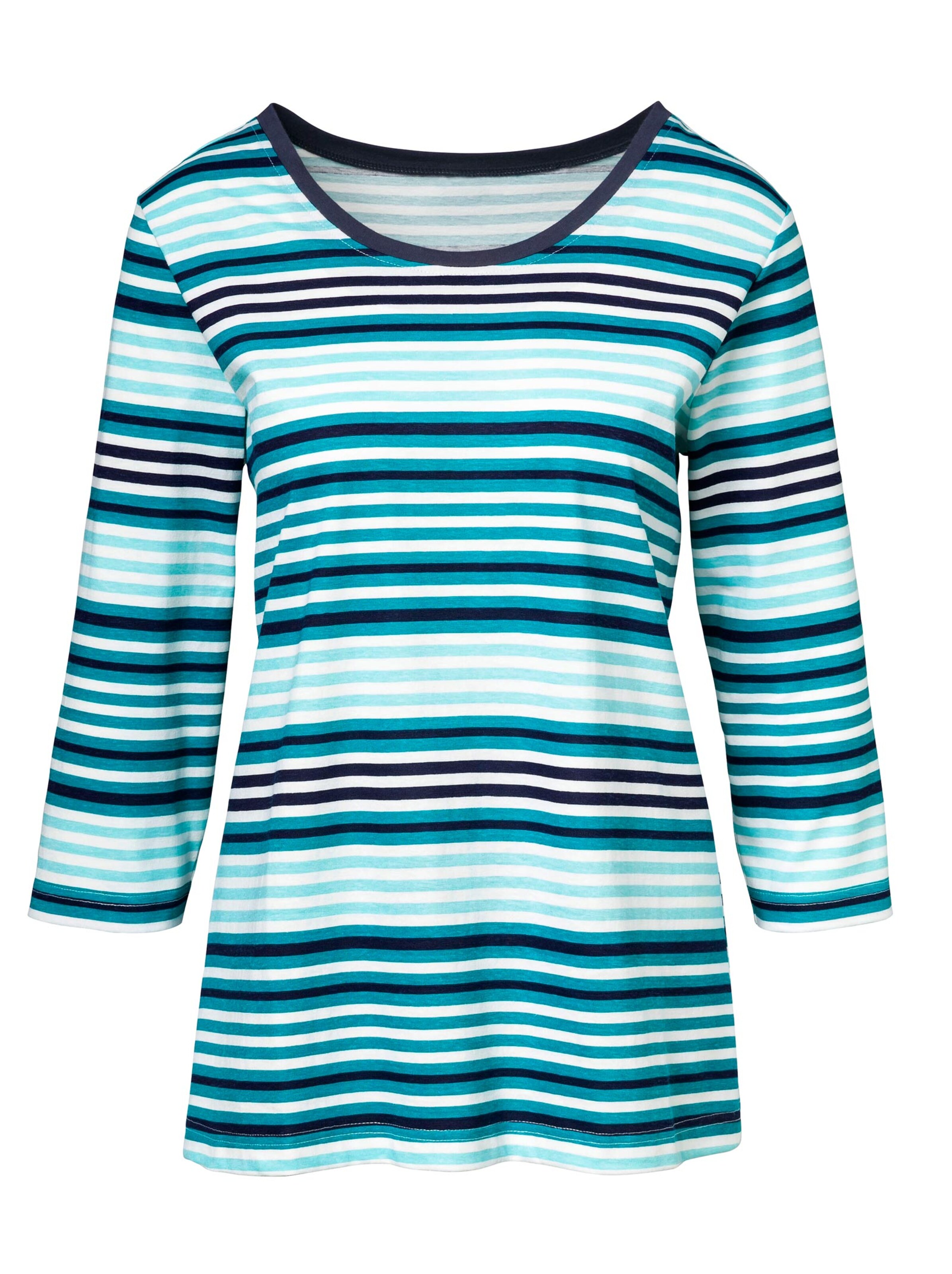 Freizeitshirt - türkis-geringelt