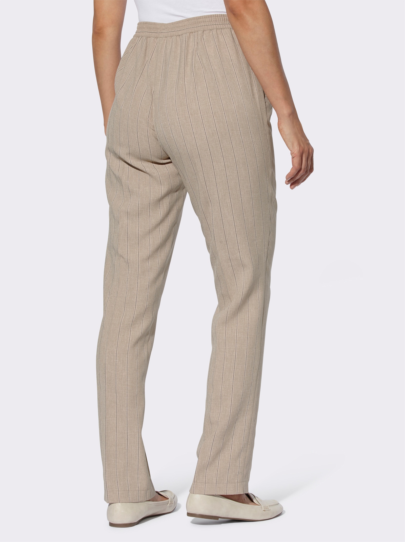 Schlupfhose mit Dehnbund hinten - sesam-meliert + sesam-gestreift