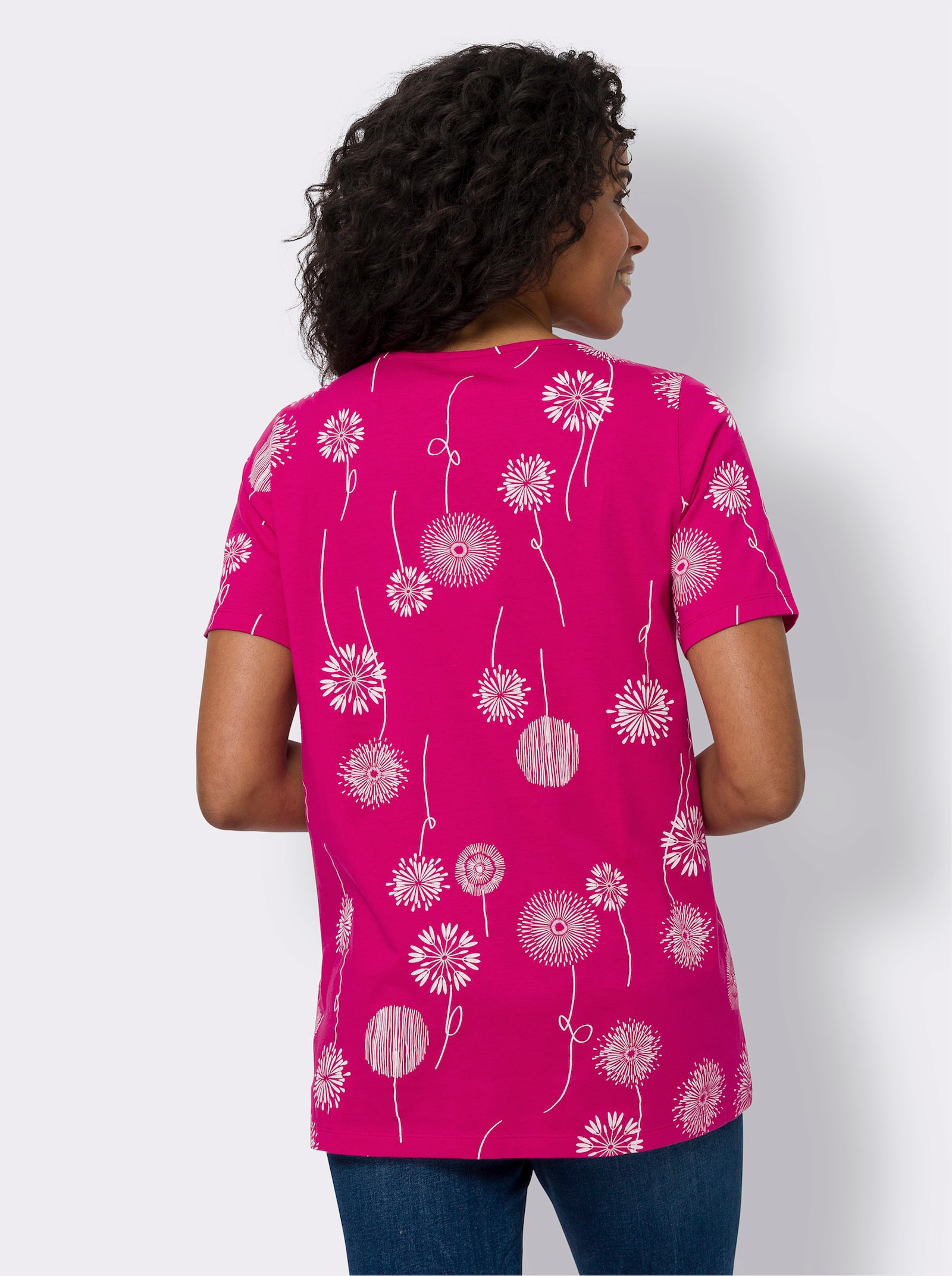 Longshirt mit Pusteblumen-Print - pink-weiss-bedruckt