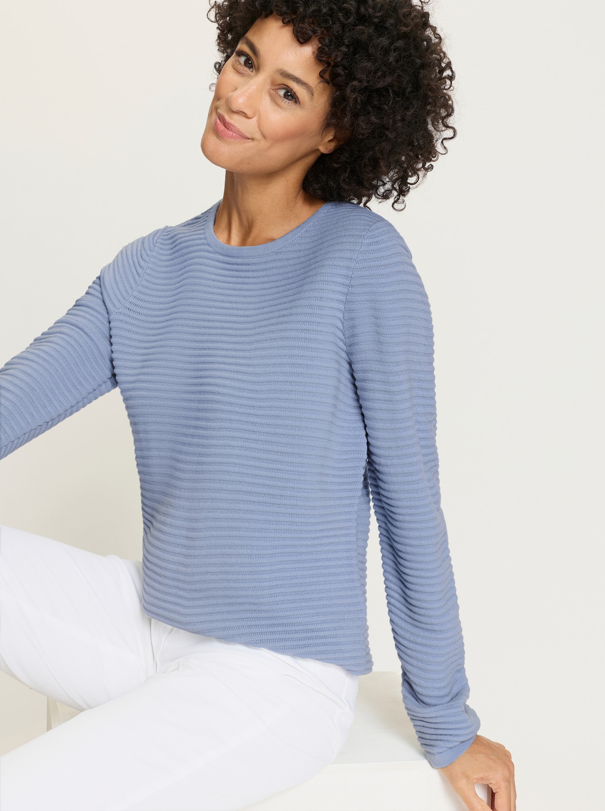 Langarm-Pullover - bleu