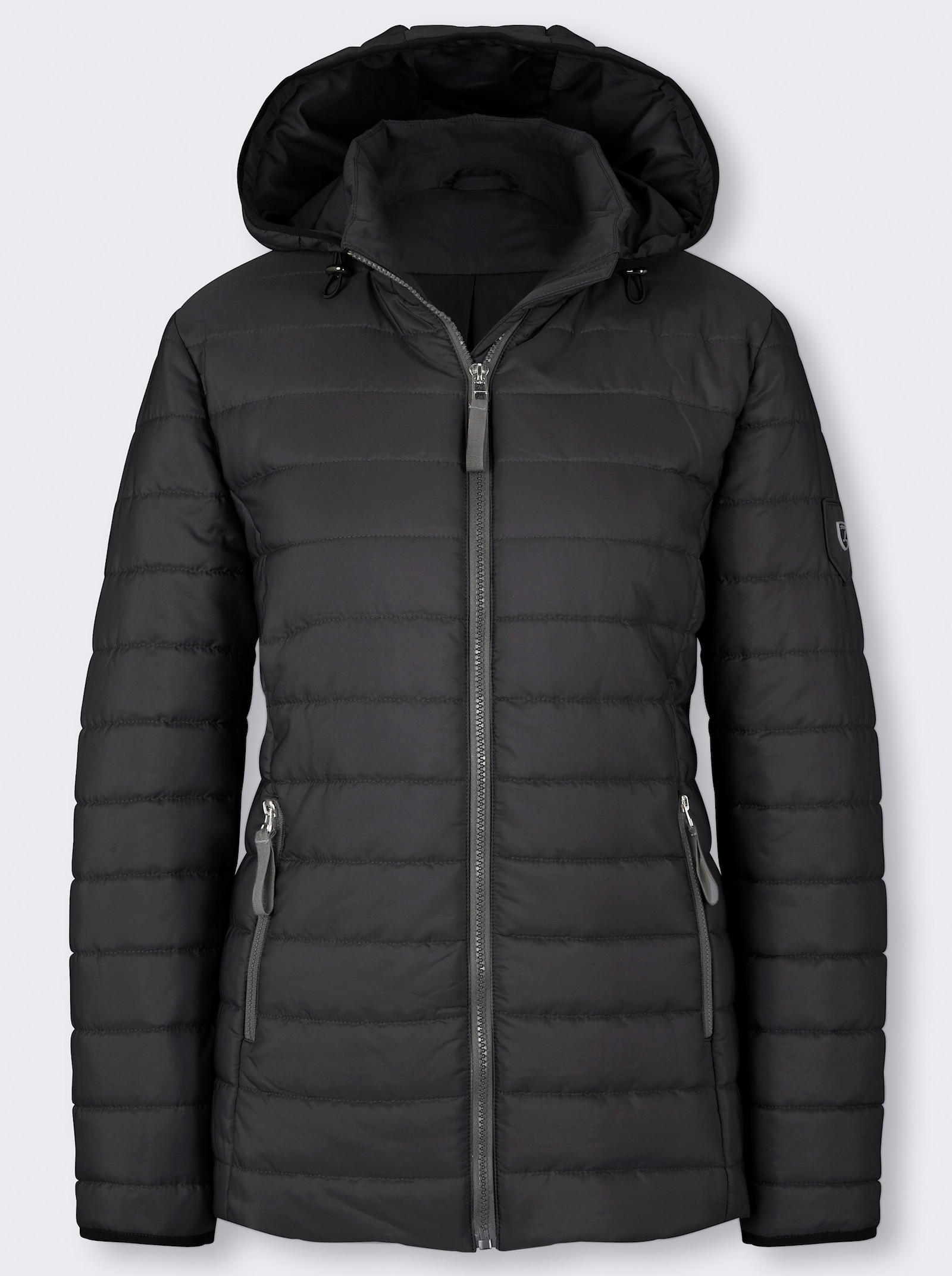 Steppjacke mit kontrastfarbenen Akzenten - schwarz