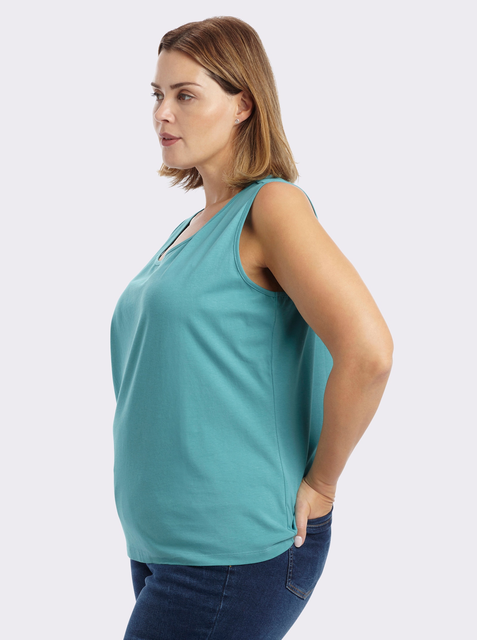 sheego Tanktop im Doppelpack - tiefblau-ozean