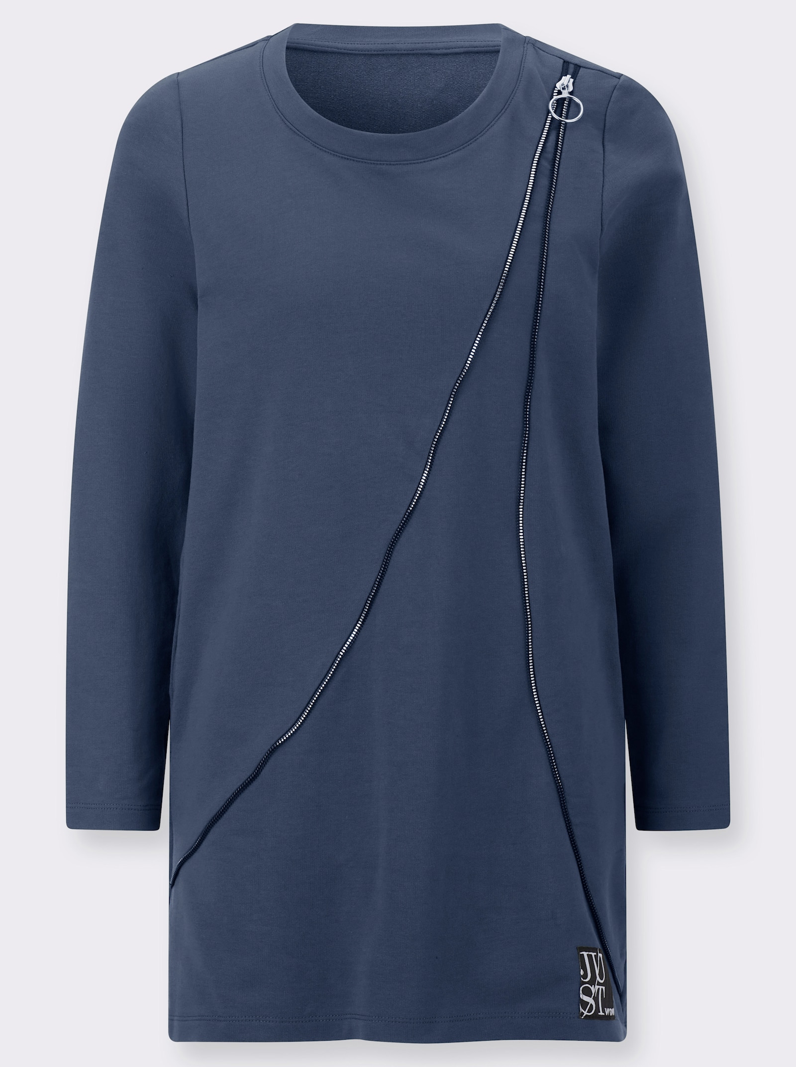 Longsweatshirt mit Zierreißverschluss - rauchblau
