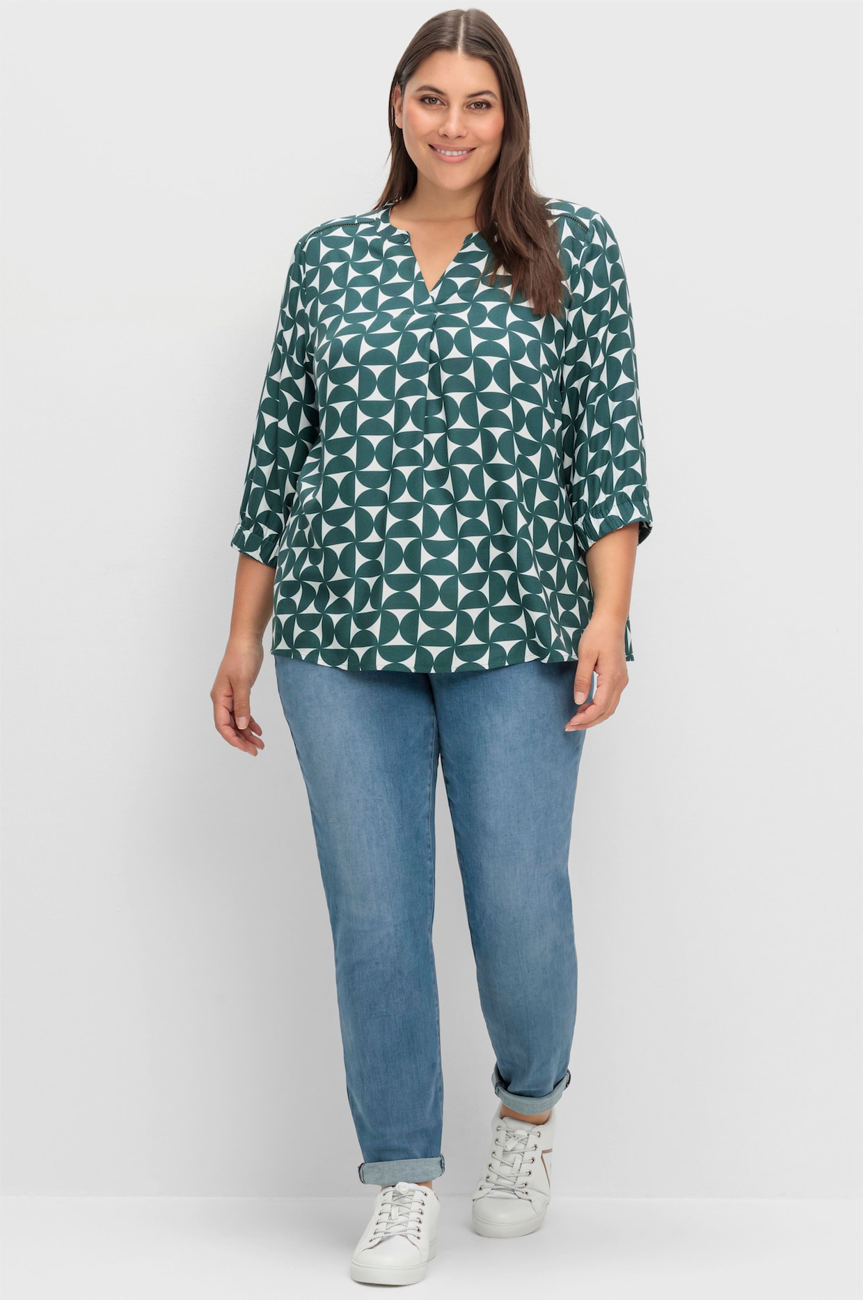 sheego Tuniek - diepgroen gedessineerd