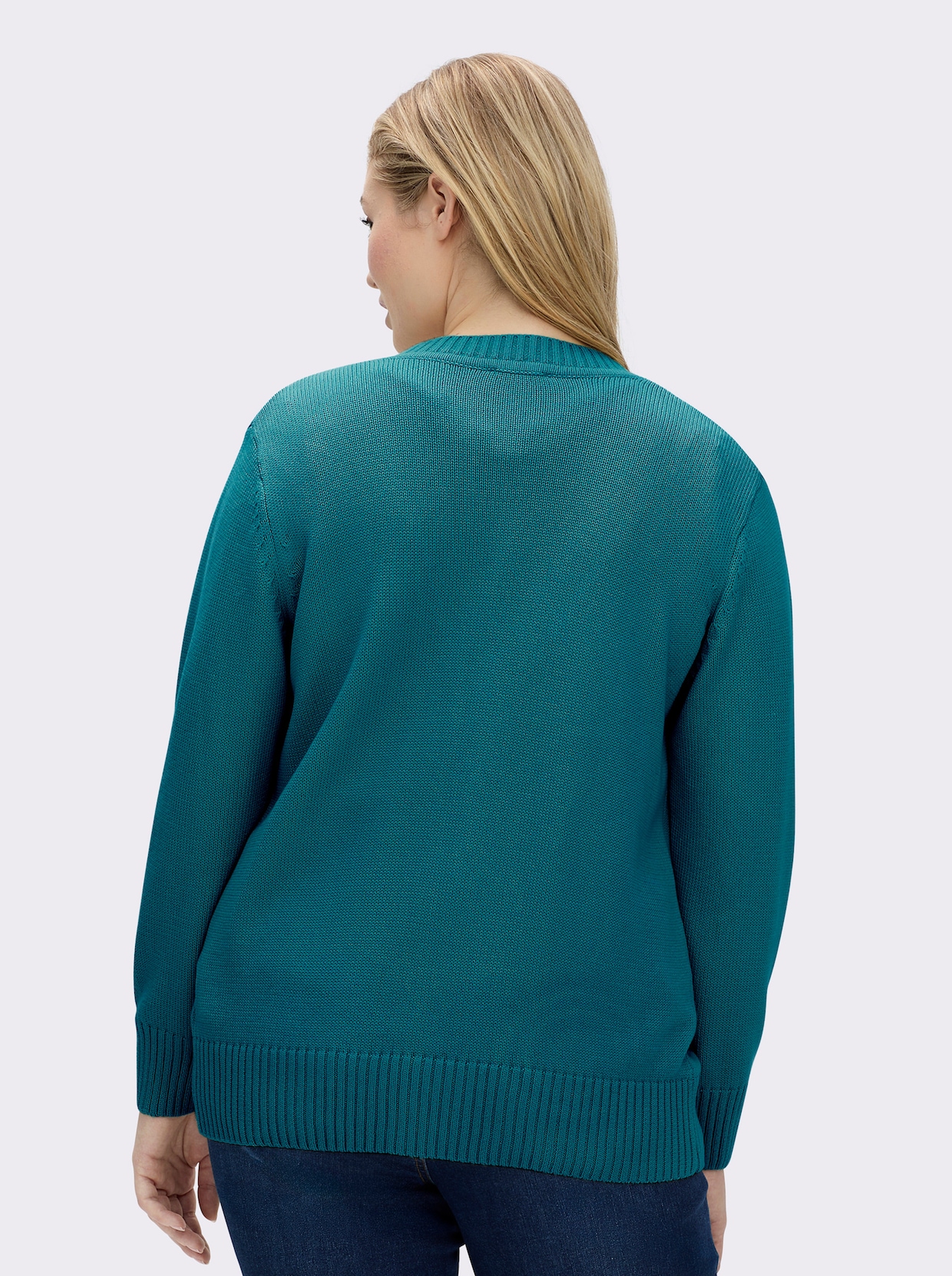 Strickjacke mit farblich abgestimmten Knöpfen - petrol