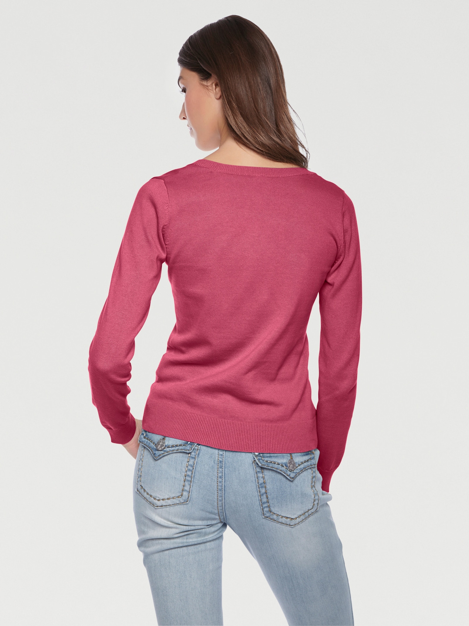 heine Pullover van fijntricot met ronde hals - pink