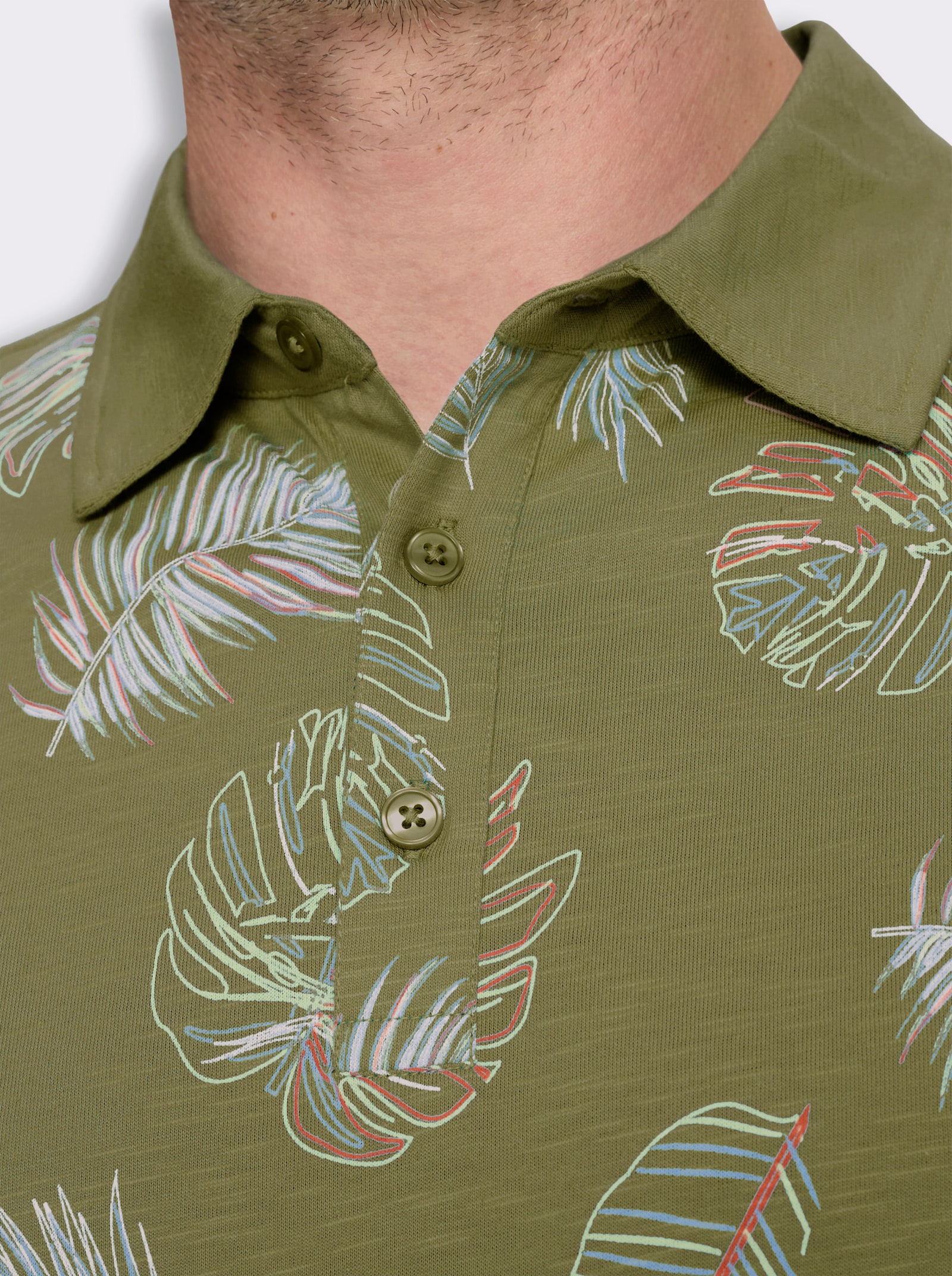 Marco Donati Kurzarmshirt mit exotischem Dessin - oliv-bedruckt