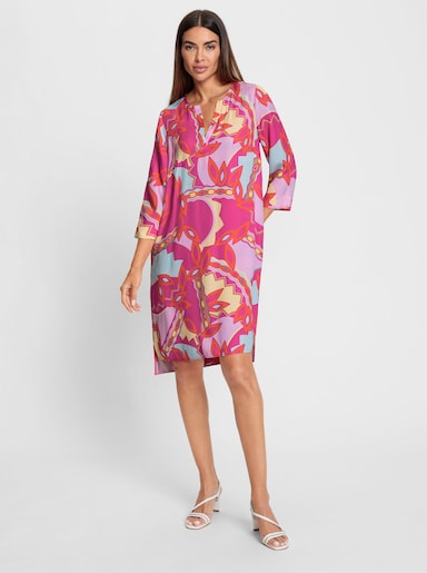 heine Druckkleid mit seitlichen Nahttaschen - orange-fuchsia-bedruckt