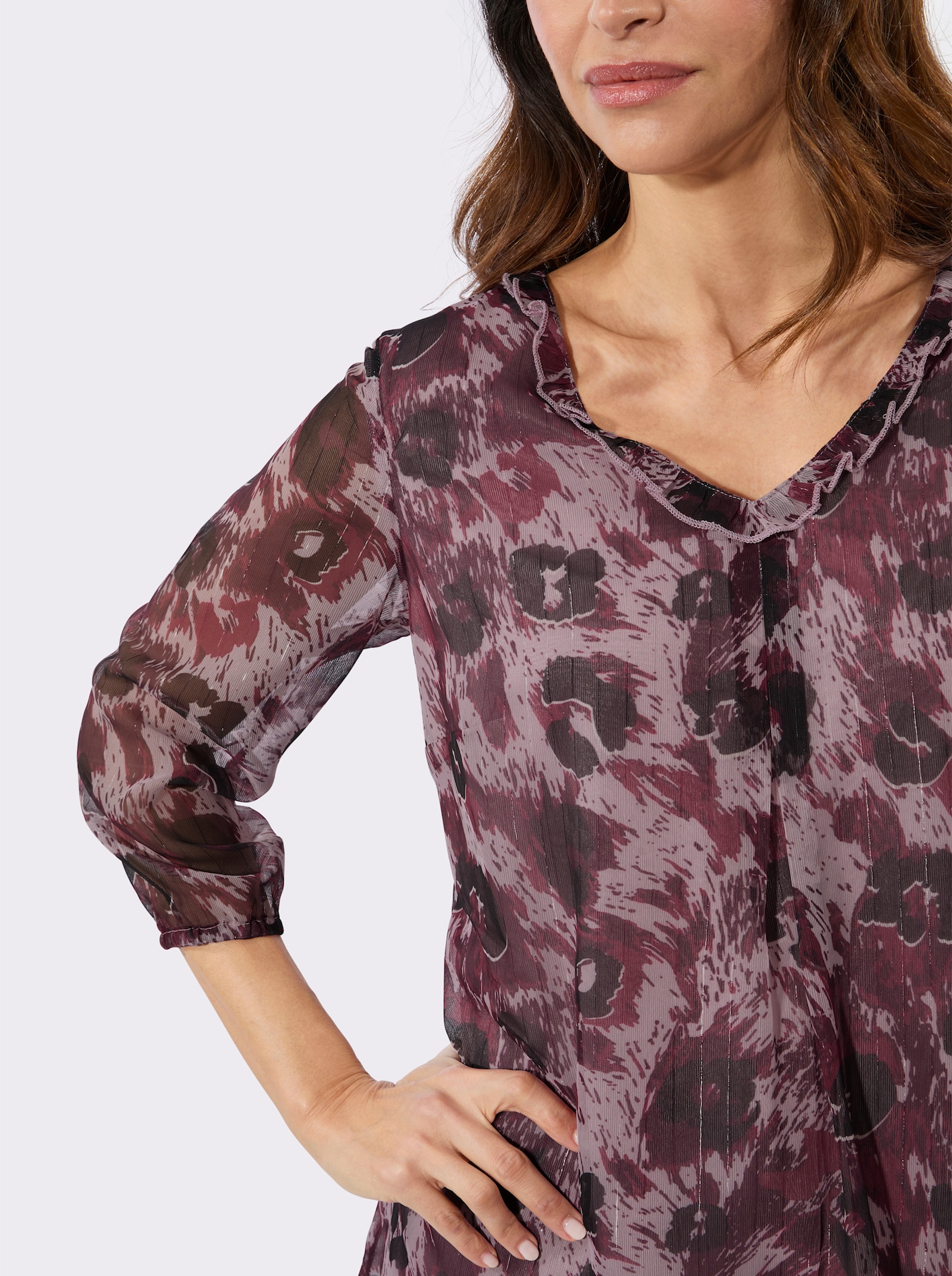 Tunika im Animal-Dessin - bordeaux-mauve-bedruckt