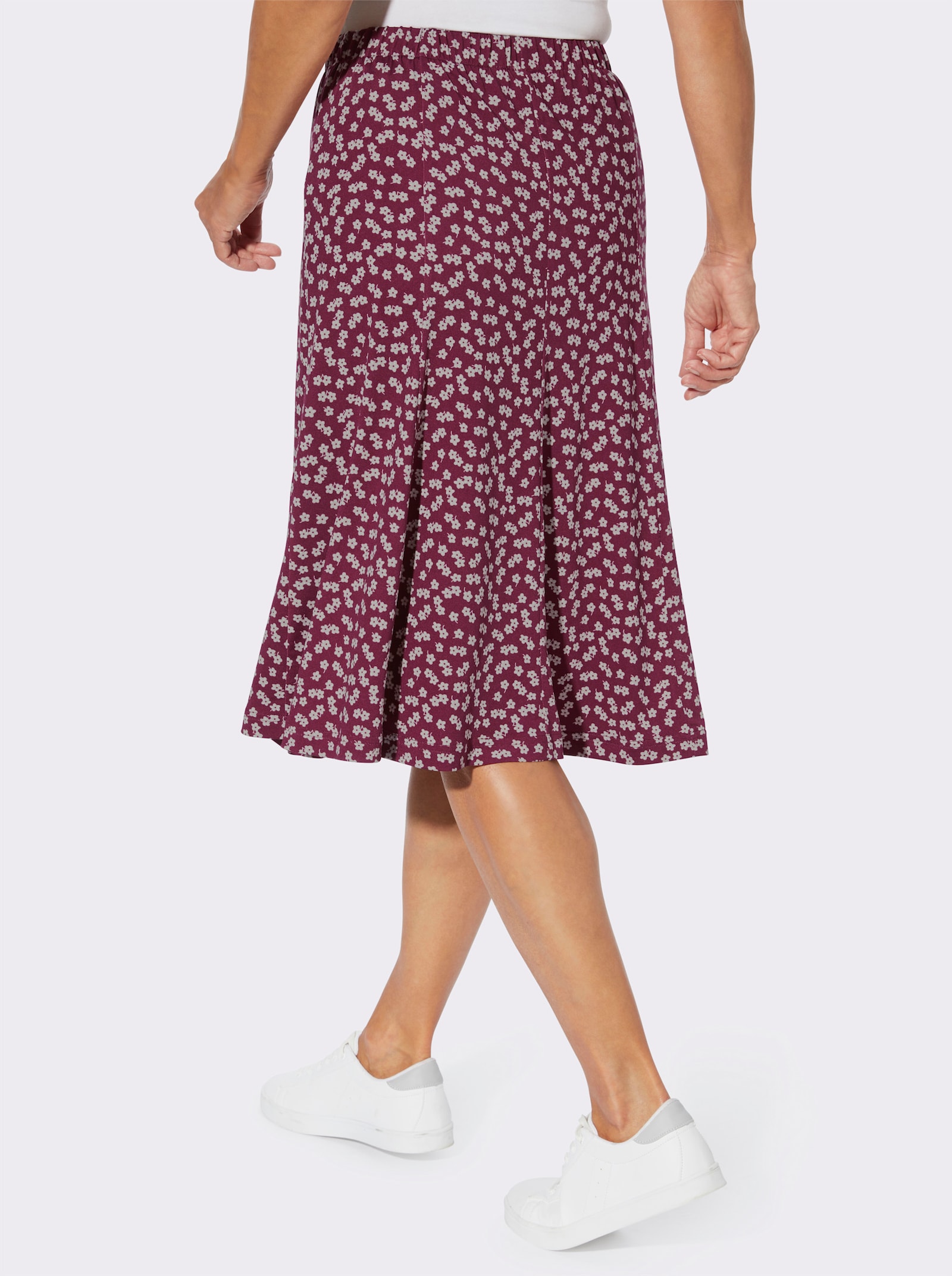 Jerseyrock mit Blümchen-Print - bordeaux-weiß-bedruckt