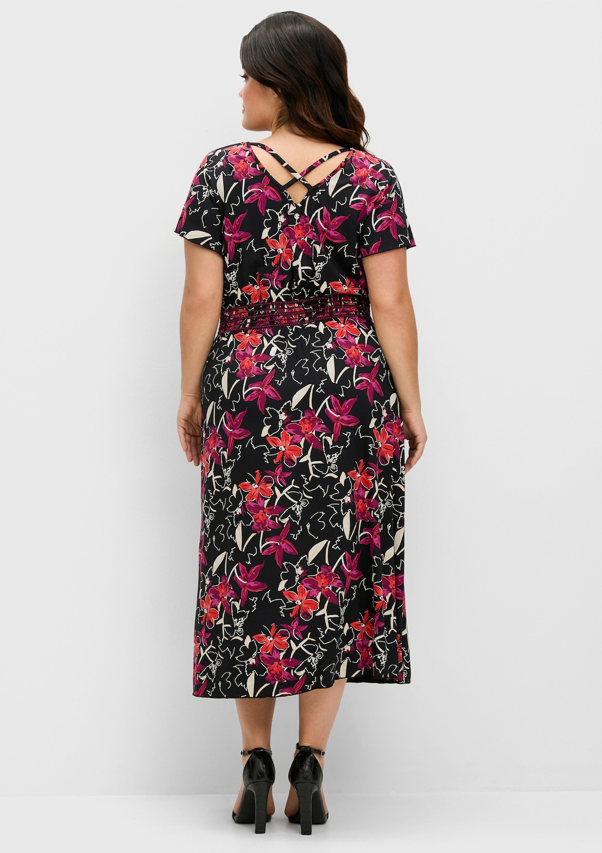 sheego Jerseykleid - schwarz bedruckt