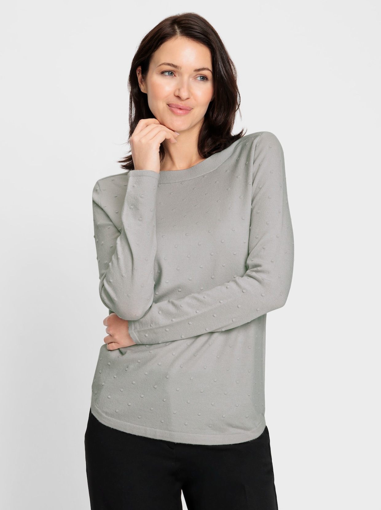 Langarm-Pullover - hellgrau