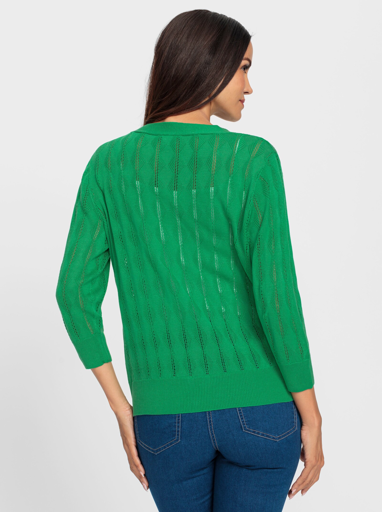heine Ajourstrickjacke - grasgrün