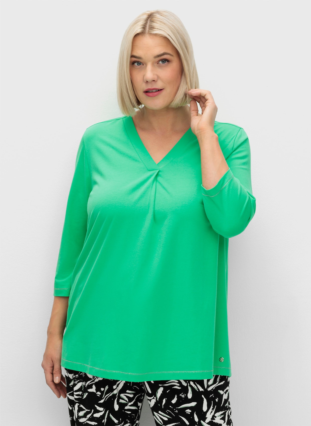sheego Shirt met 3/4-mouw - grasgroen