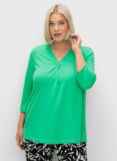 sheego 3/4-Arm-Shirt - grasgrün