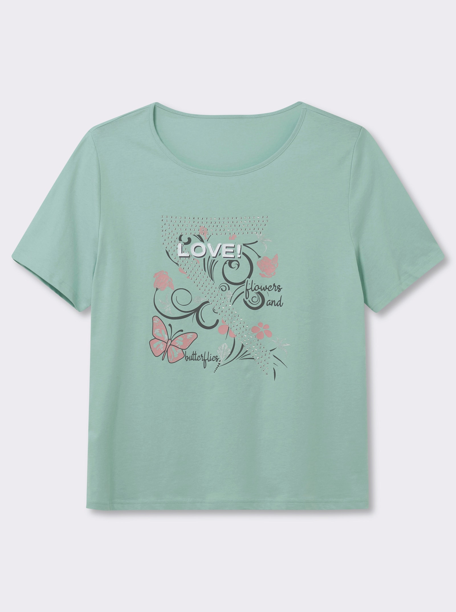 T-Shirt mit Schmetterlings-Druck - kalkmint