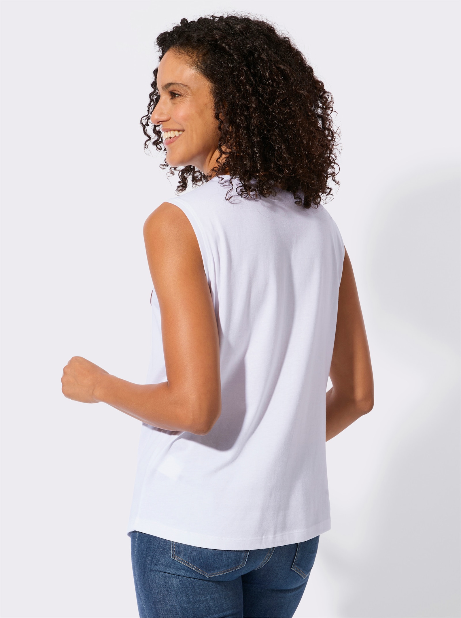 Shirttop mit Biesenverzierung - weiß