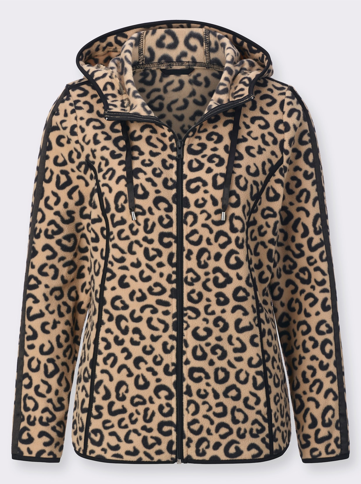 Fleecejacke - camel-schwarz-bedruckt