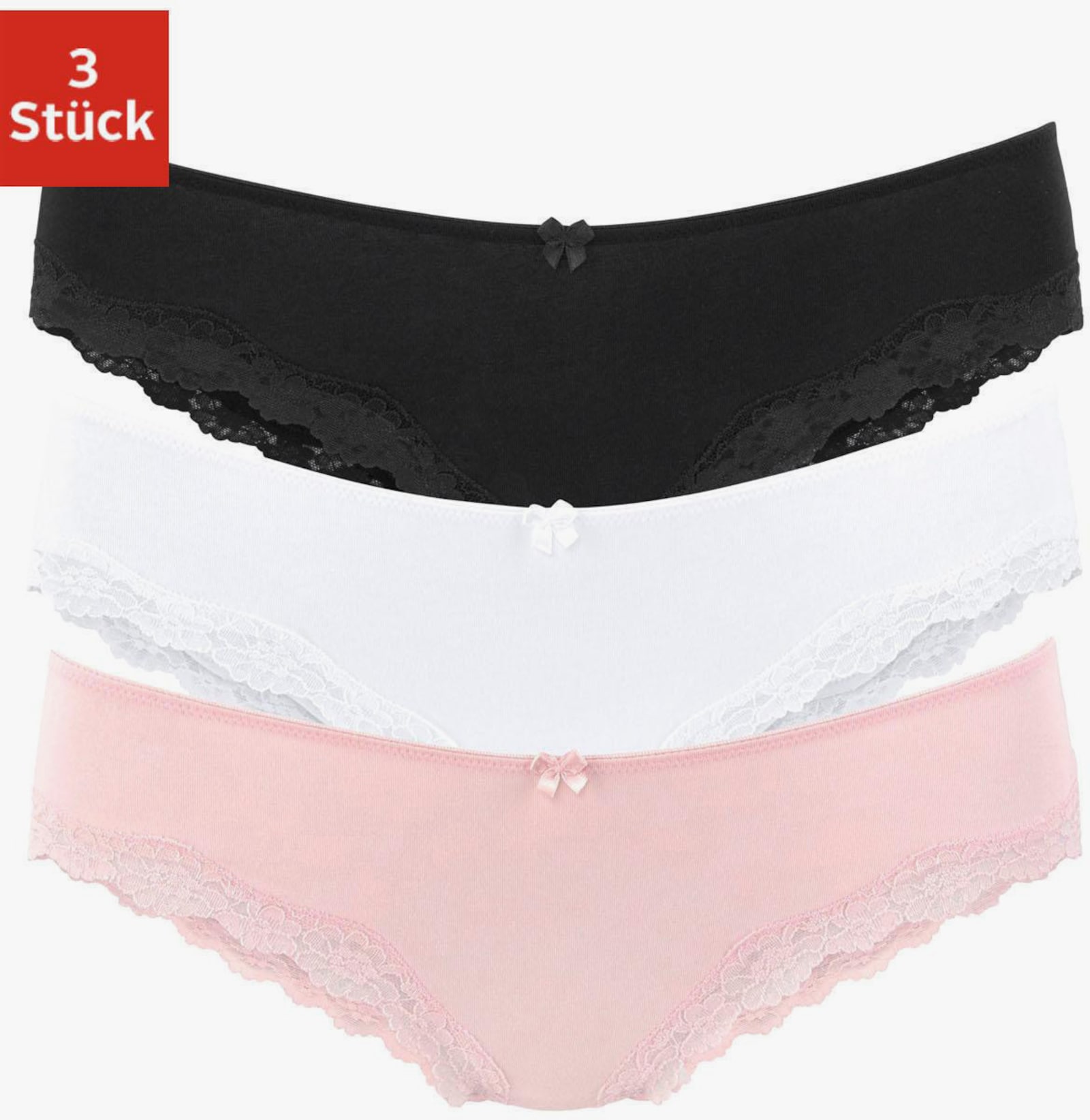 LASCANA Slip - rosa, weiss, schwarz