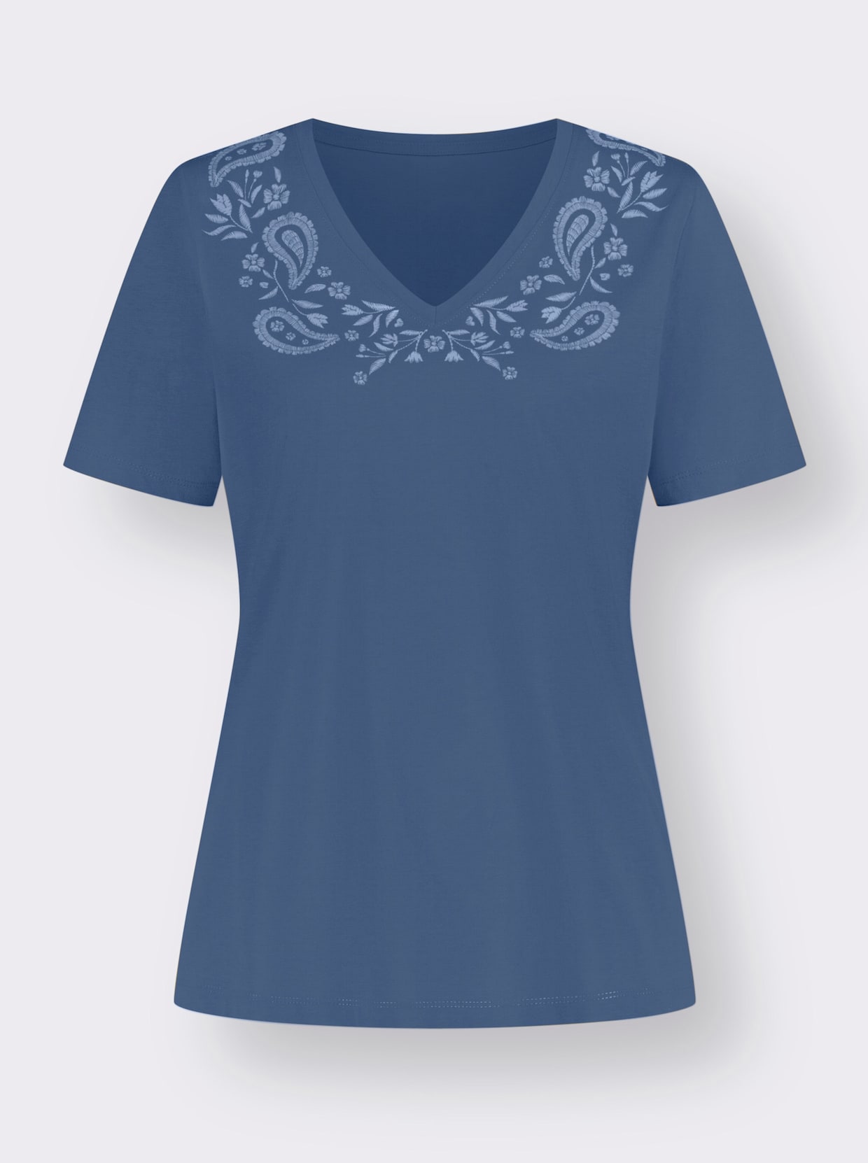 Shirt met V-hals - jeansblauw/bleu