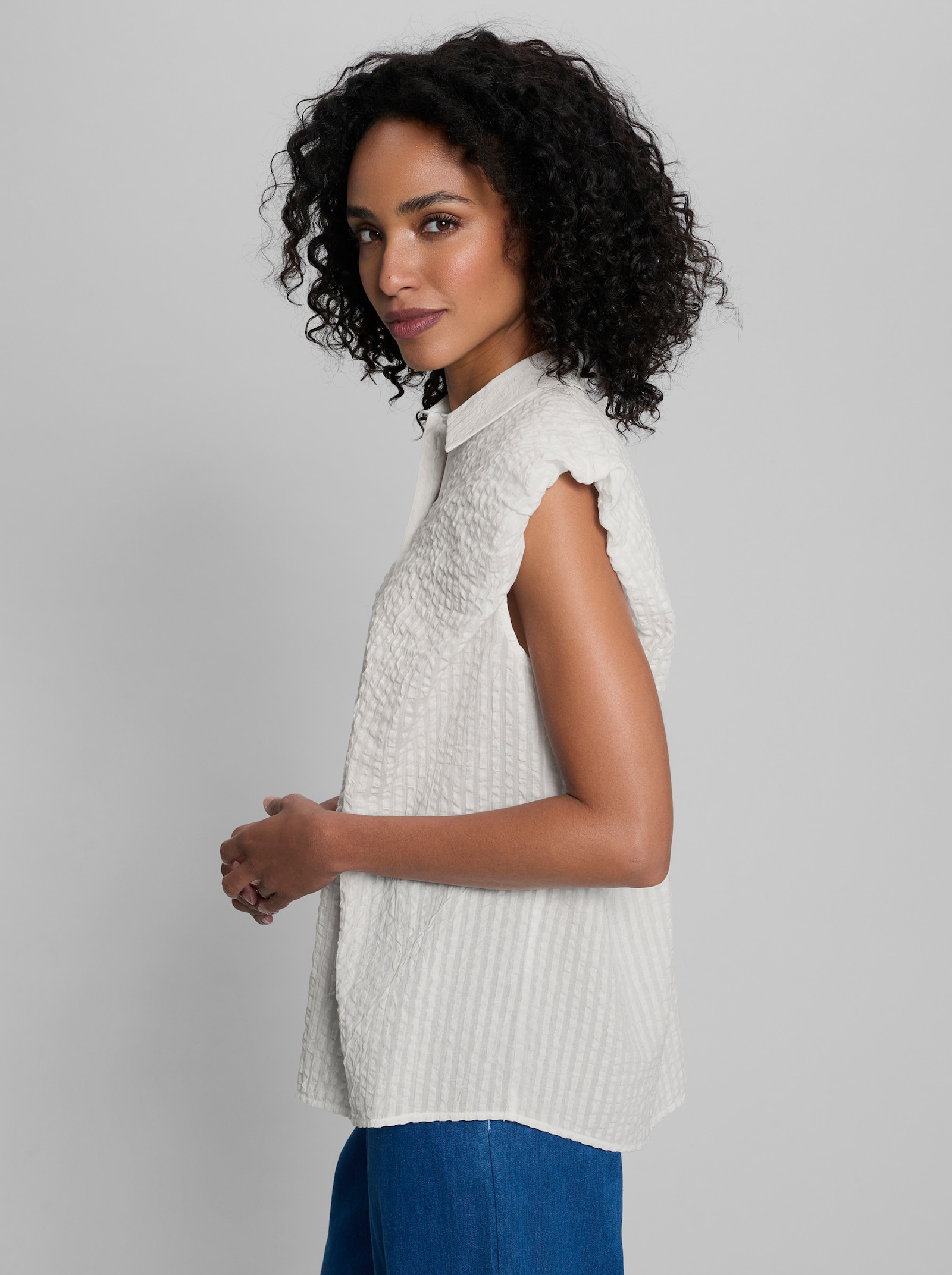 heine Ärmellose Bluse aus Seersucker - ecru