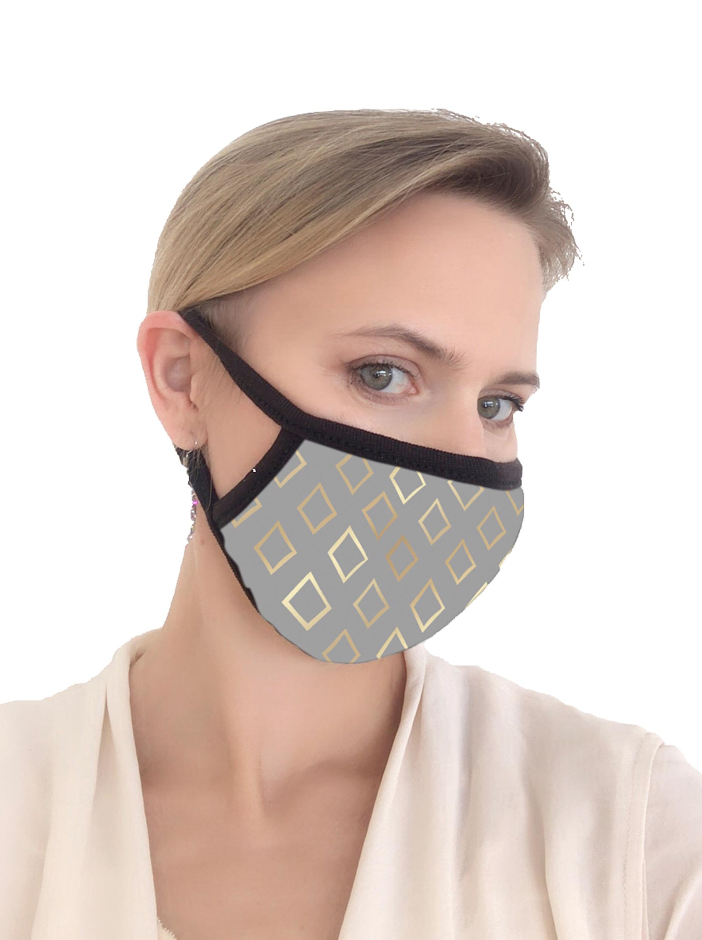 Mund-Nasen-Maske - grau-bedruckt