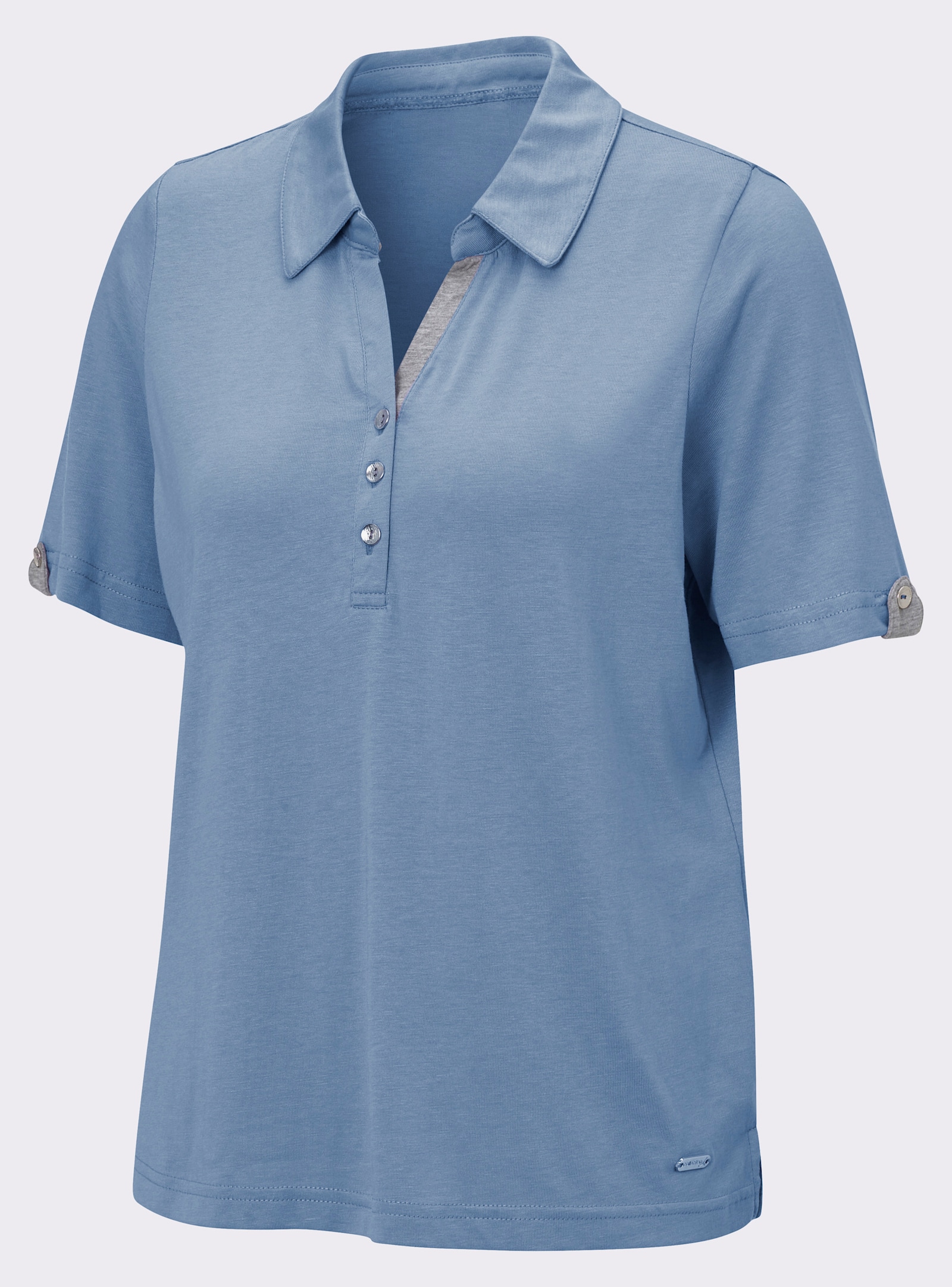 Poloshirt mit Zierriegel - bleu