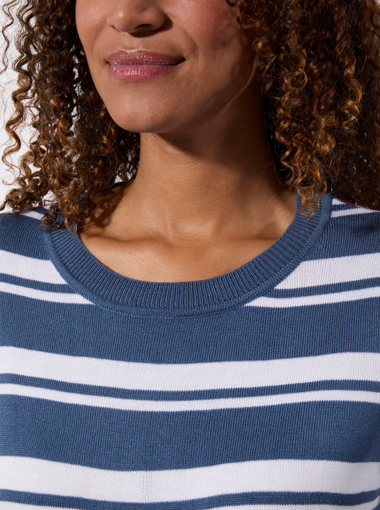 Kurzarm-Pullover - jeansblau-weiß-gestreift
