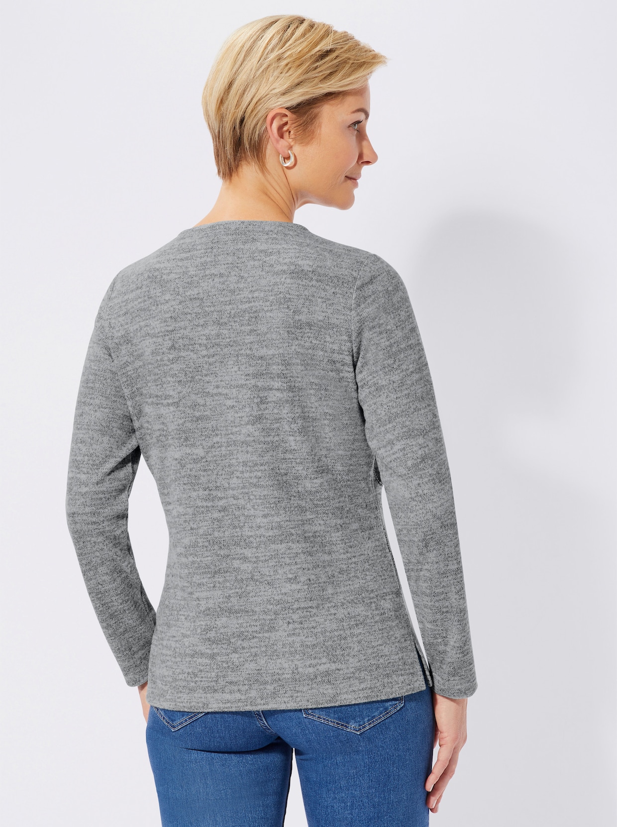 Shirt met ronde hals - grijs gemêleerd