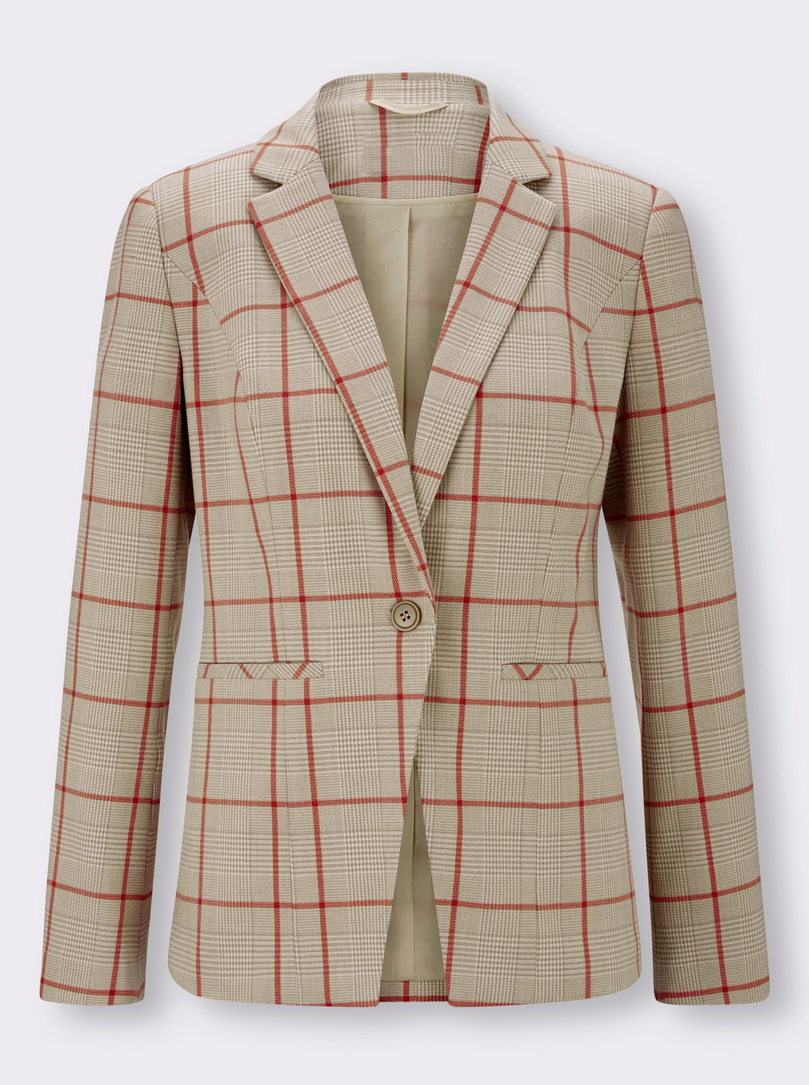 heine Blazer mit Glencheck-Karo - ecru-sesam-kariert