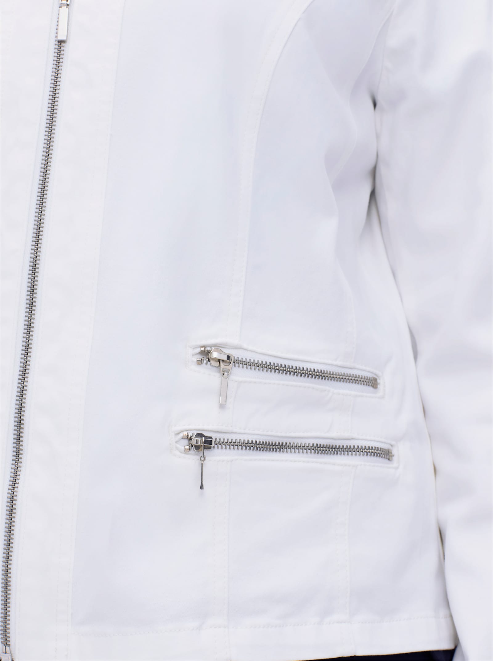 Jeansblazer mit Zier-Reißverschlüssen - wollweiß