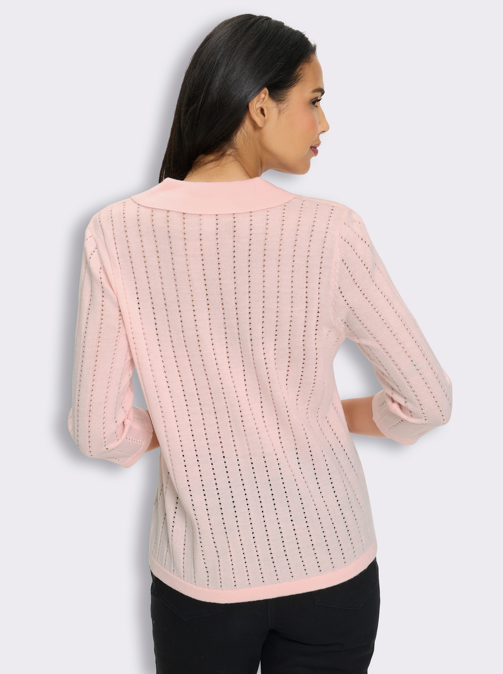 Polopullover mit 3/4-Ärmeln - hellrosé