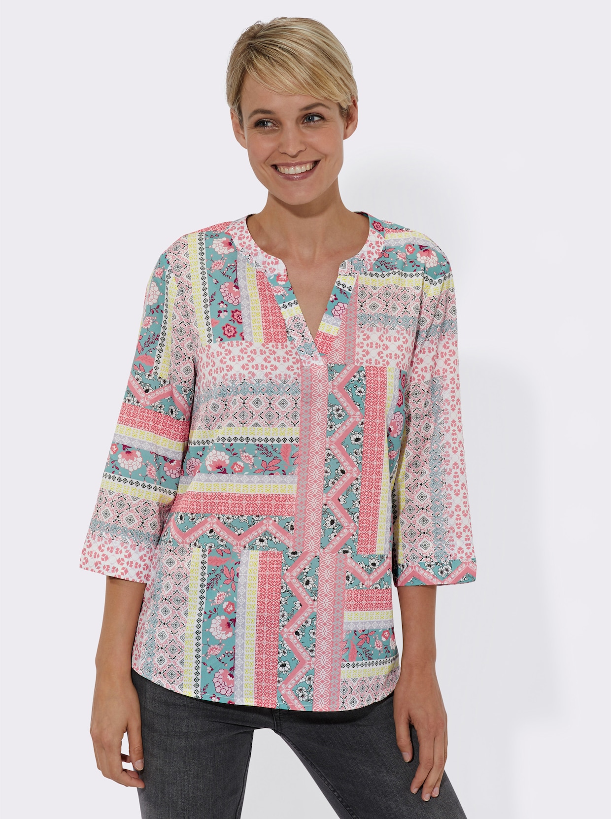 Comfortabele blouse - flamingo bedrukt