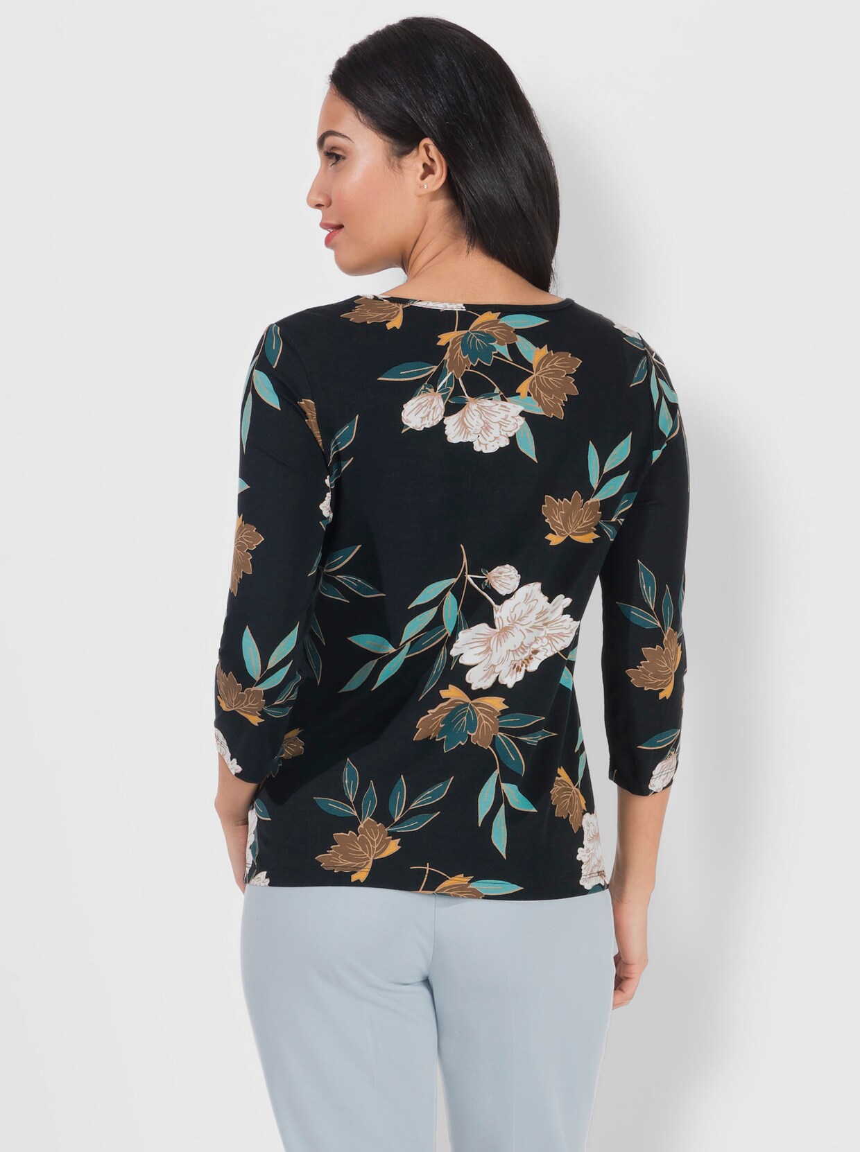 Print-Shirt - petrol-ocker-bedruckt