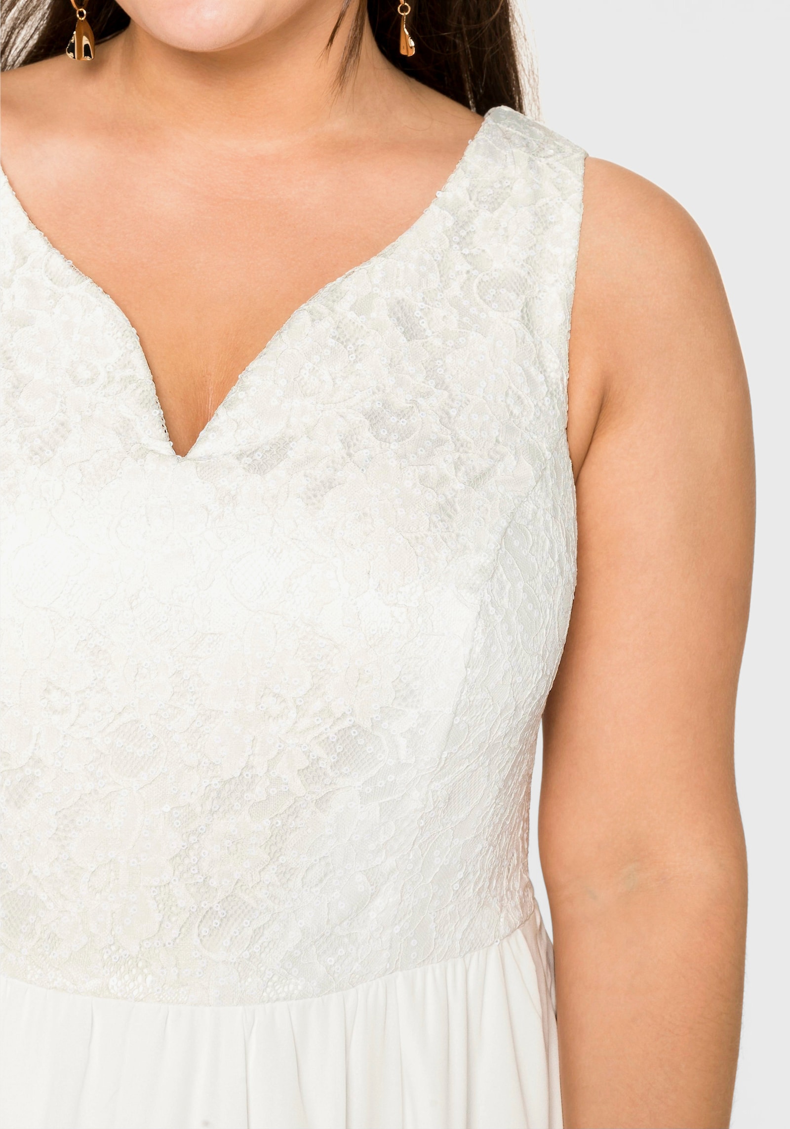 sheego Trouwjurk met kant en pailletten - offwhite