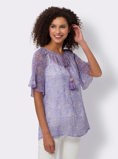 heine Chiffonbluse - lavendel-ecru-bedruckt