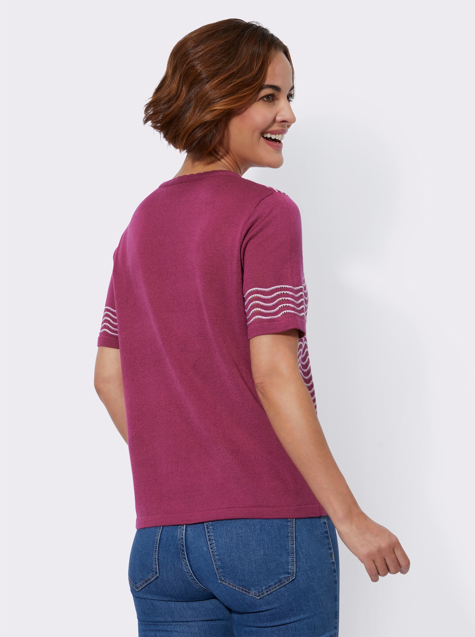 Ajourpullover mit Wellenmuster - erika-weiss-gemustert