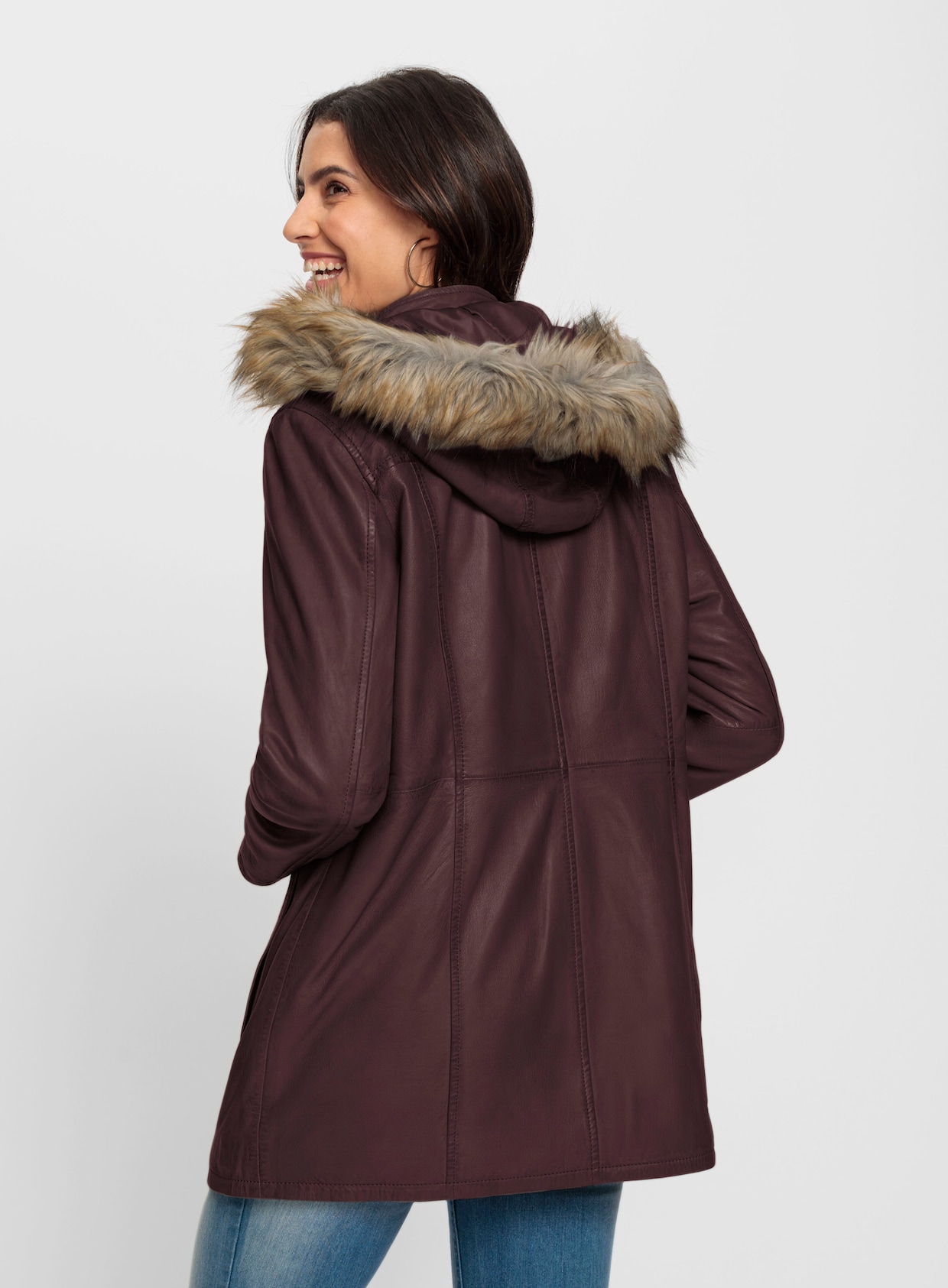 Leder-Jacke - burgund