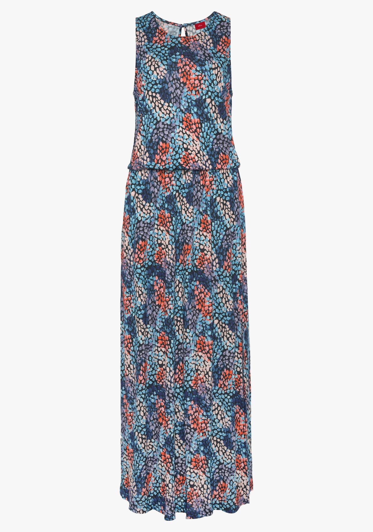 s.Oliver Robe longue - bleu-corail imprimé